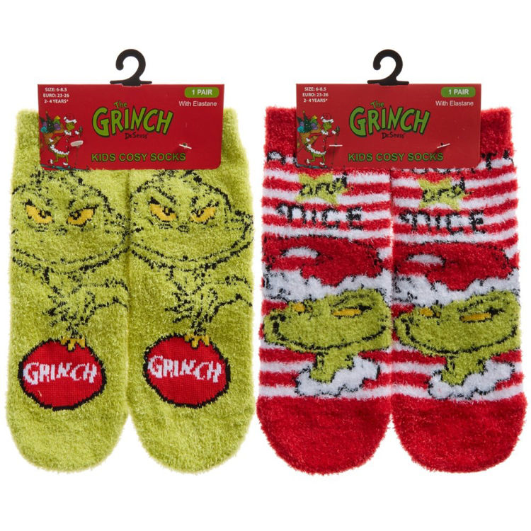 Picture of 42B835 CHILDREN COTTON CHRISTMAS GRINCH 3 PACK WITH GRIPPERS